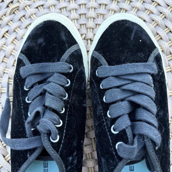 Sea Vees Monterey Sneaker Crush US 7 Black Velvet Lace Up Low Round Toe - Picture 5 of 16
